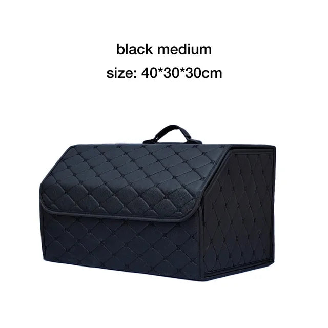 Car Trunk Organizer Box Collapsible Car Trunk Storage Organizer Large Capacity Auto Multiuse Tools Storage Bag Tidying Leather