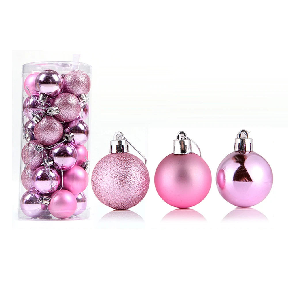 24PCS Christmas Balls Christmas Tree Ornaments Ball Xmas Hanging Tree Pendants Home Party Decor 2025 New Year Gift Noel Navidad