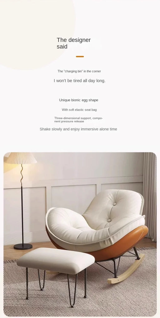 X&D Solid Wood Leisure Large Rocking Chair Can Lie On The Balcony Living Room Small Leisure Lazy Chair Snail Chair Penguin Chair