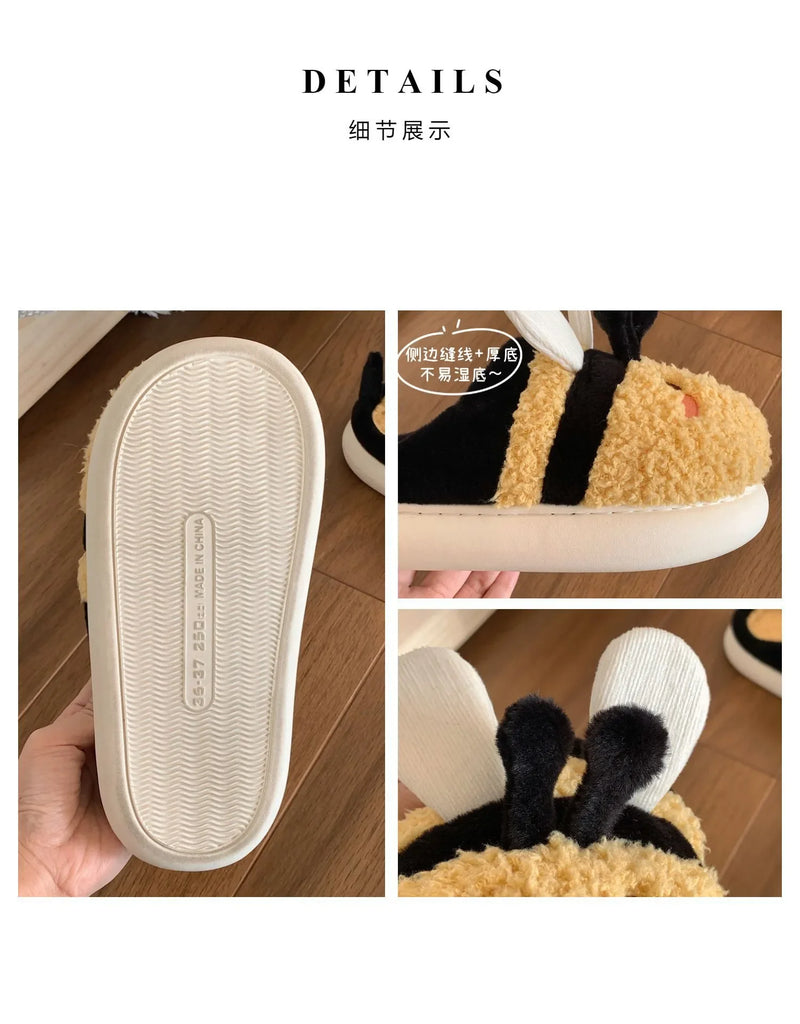 zapatos para mujeres Winter Cute Female Shoes Bee Cotton Slippers Soft Sole Anti Slip Shoes for Women Student Warm Women Shoes