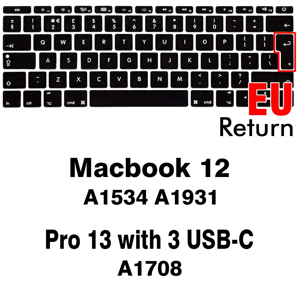 Keyboard Cover for Macbook Air 13 11 Pro 14/16 M1 Touch Bar 15 12 Retina Silicone Protector Skin A2179 A2337 A2338 A2442 US EU