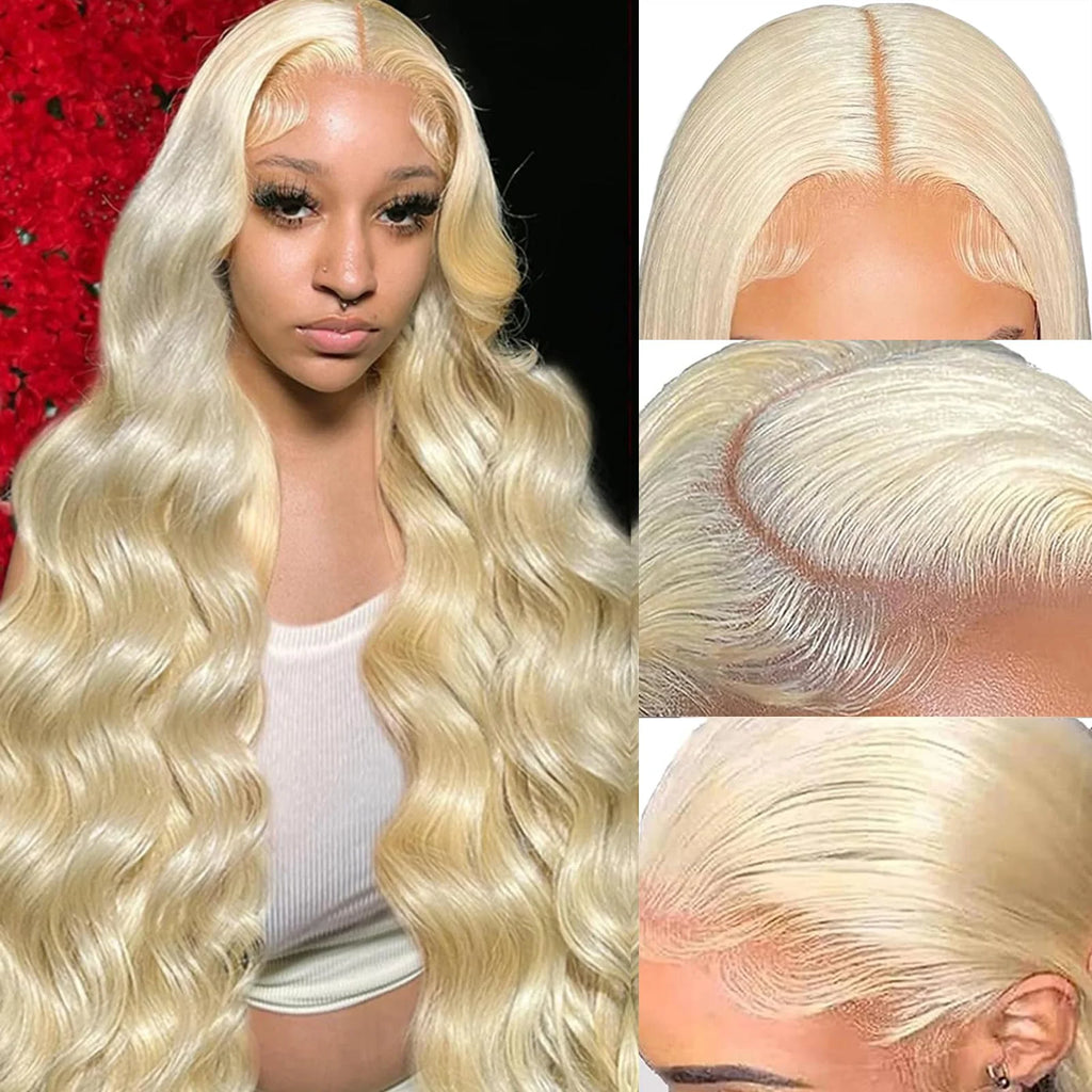 613 13x6 HD Transparent Blonde Front Human Hair Body wave Lace Frontal Wig Brazilian Hair For Black Women