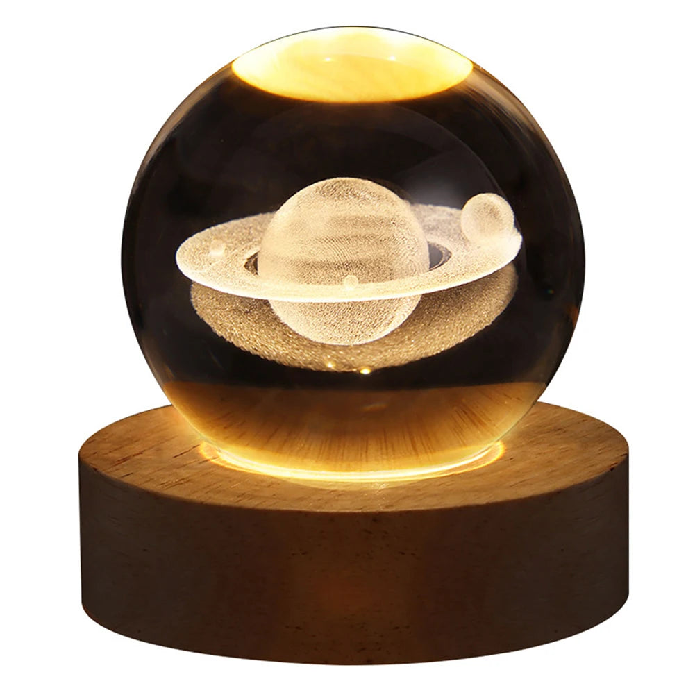 Unique USB Night Light with Galaxy and Planetary Projections 3D Crystal Ball Lamp for Cozy Atmosphere plasma ball Night Light