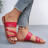 Rimocy 2023 Summer Flat Heel Sandals for Women Casual Plus Size Beach Slippers Woman Pu Leather Strap Slip-On Gladiator Sandals