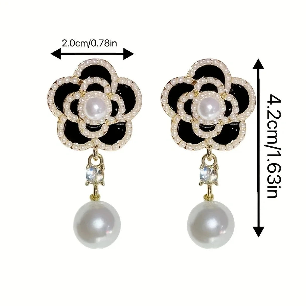 fashion women simple flower earrings elegant classic feminie camellia studs