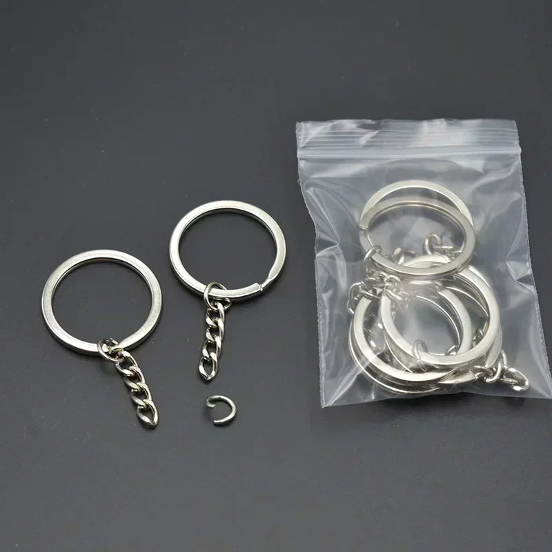 50/500pcs Stainless Steel Metal Blank Keyring Keychain Split Rings DIY Keyfob Keys Ring Lobster Clasp Key Pendant Chains Buckles