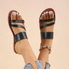 Rimocy 2023 Summer Flat Heel Sandals for Women Casual Plus Size Beach Slippers Woman Pu Leather Strap Slip-On Gladiator Sandals