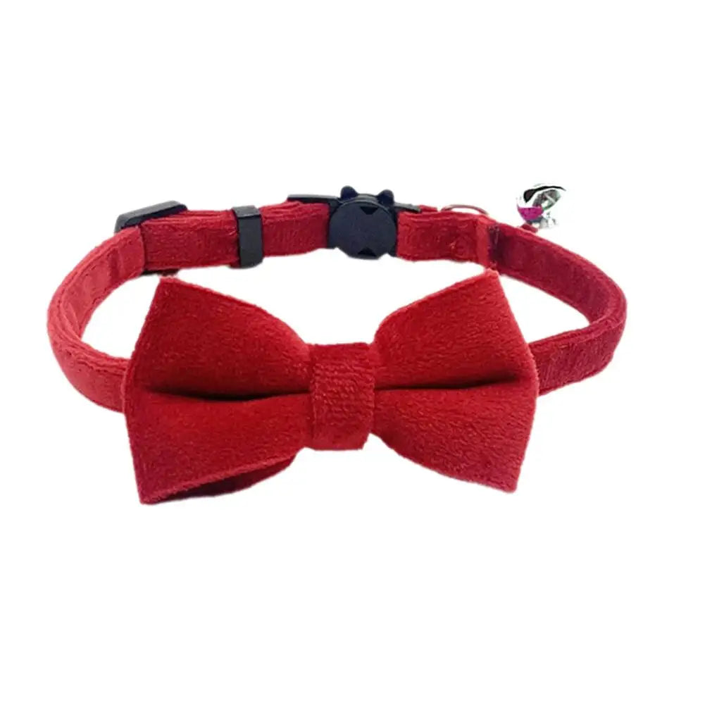 Suede Collar Bow Wear-resistant Lovely Comfortable Collar Collar Bell Velvet Dog Cat Small Adjustable Y5J7