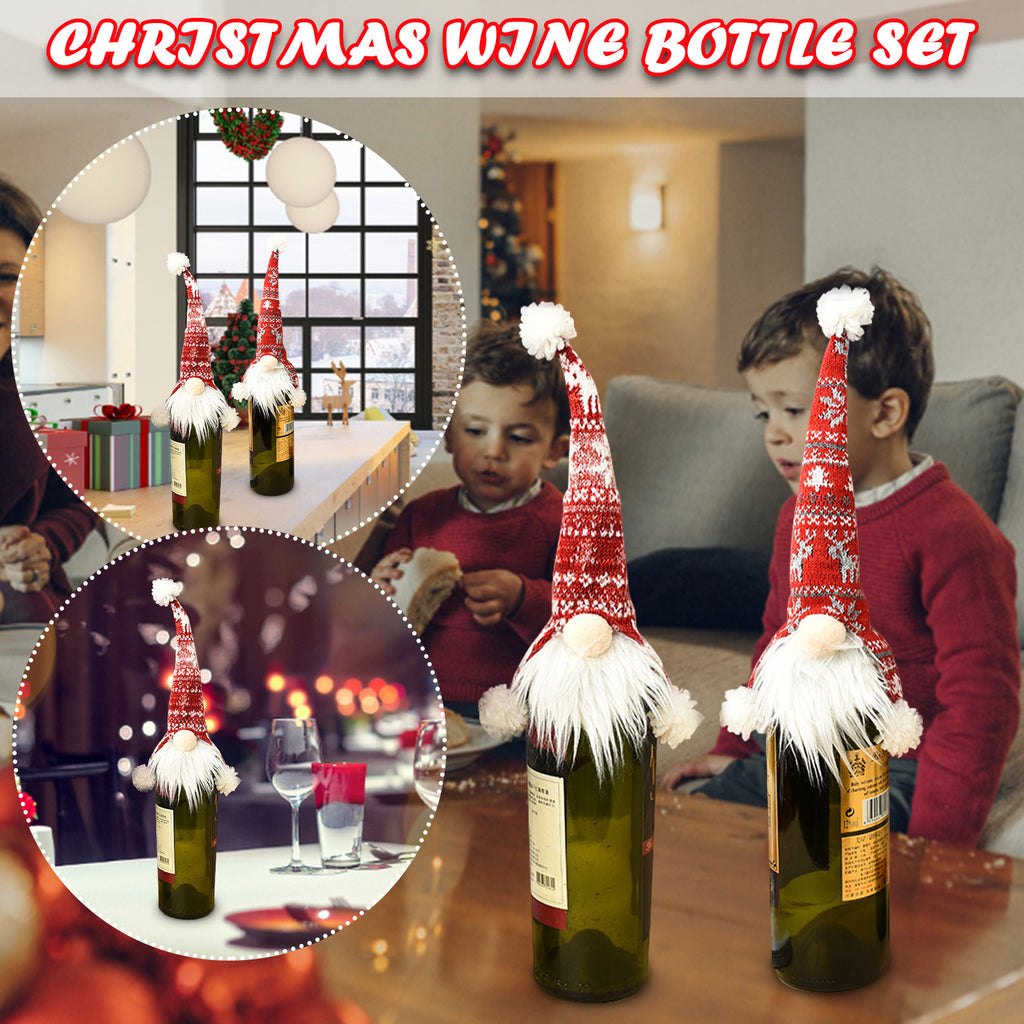 Christmas Supplies Tall Hat Faceless Doll Wine Bottle Christmas Ornaments Holder Santa Claus Wine Bag New Year'S Eve Decorations