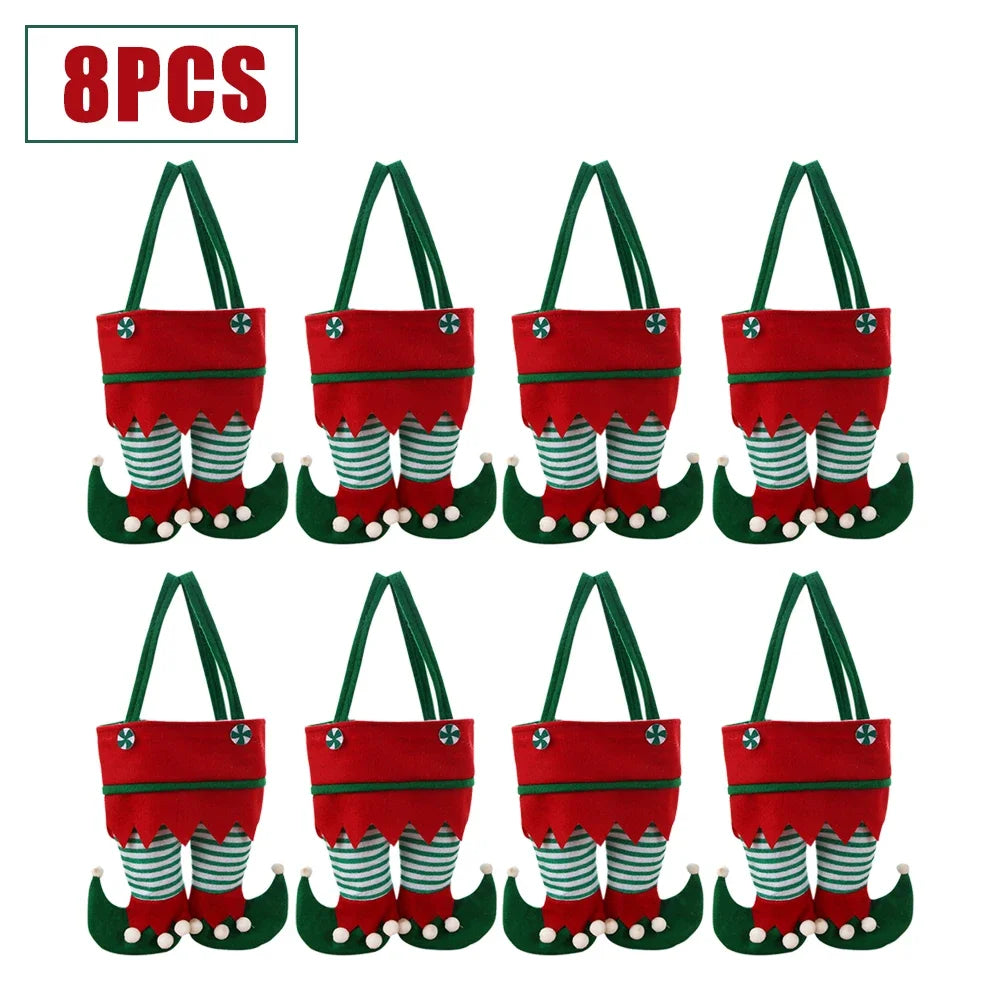 10-1pcs Christmas Candy Bags Santa Gift Bag Christmas Decorations 2023 Navidad Xmas Gift Bags Cristmas Candy Bags Velvet Bags