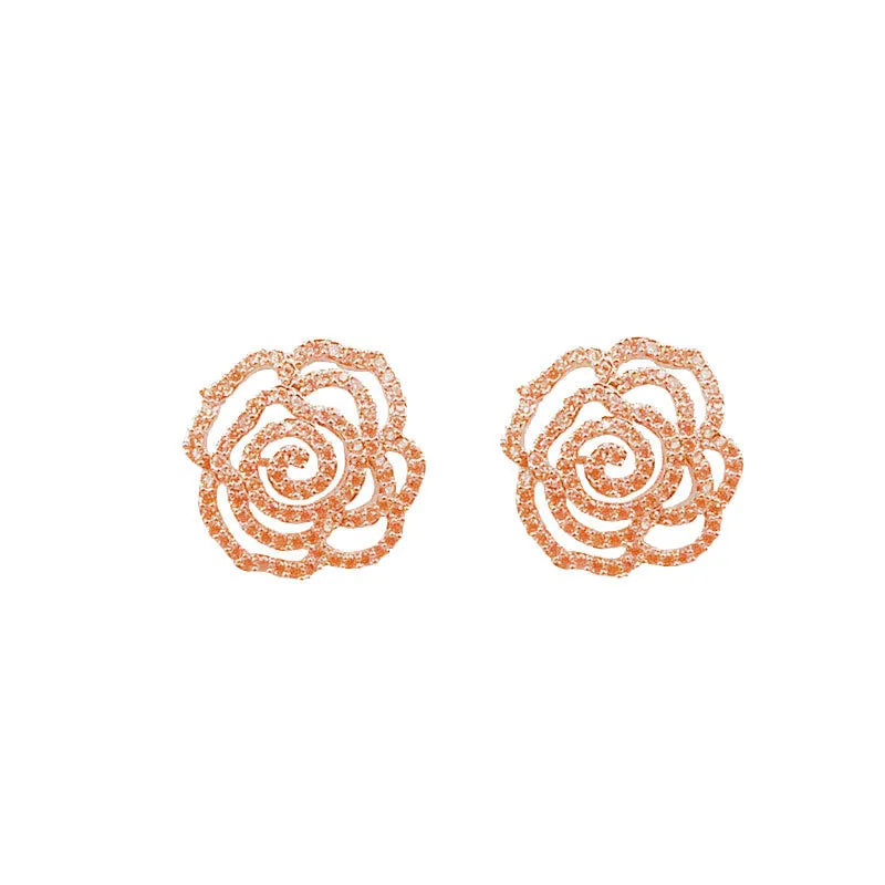 fashion women simple flower earrings elegant classic feminie camellia studs