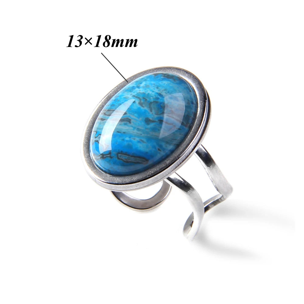 Fashion Female Finger Ring Pink Agat Quartzs Tiger Eye Rings Silver Color Simple Energy Yoga Ring for Women Girls Jewelry Gift