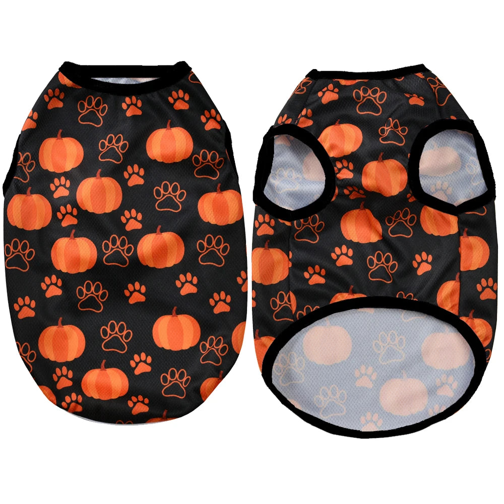 Halloween Dog Clothes for Small Medium Dogs Cats Autumn Winter Party Dressed Up Puppy Print Sleeveless Vest Chihuahua Clothing