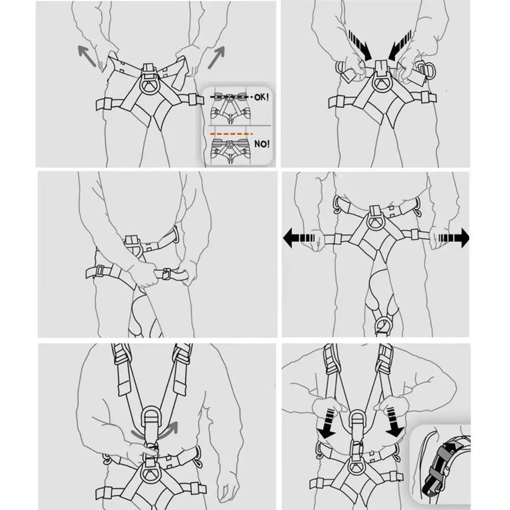 Safety Harness Fall Protection Kit Five-point Safety Belt With Adjustable Buckles Detachable Fall Harness For Men Tree Climbing