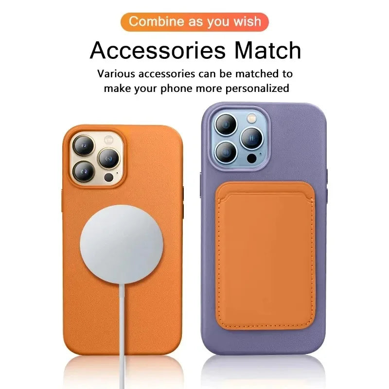 Official Leather Case with MagSafe for Apple iPhone 15 14 Pro Max 13 12 13pro Original Magnet Magnetic Charging i Phone Cover