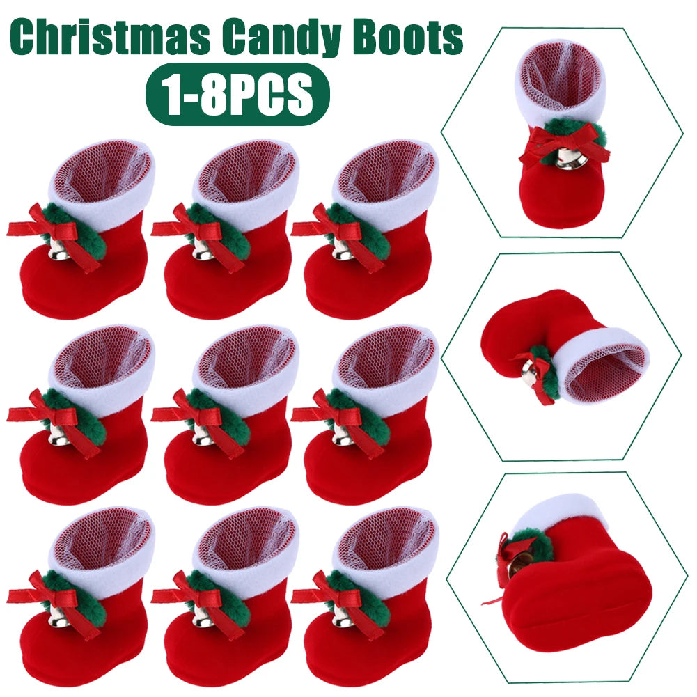 10-1pcs Christmas Candy Bags Santa Gift Bag Christmas Decorations 2023 Navidad Xmas Gift Bags Cristmas Candy Bags Velvet Bags