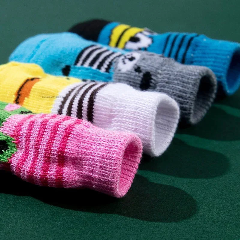 4pcs Winter Pet Dog Socks Small Cat Knit Warm Socks Dog Anti-Slip Socks Chihuahua Thick Paw Protector Booties Pet Accessories