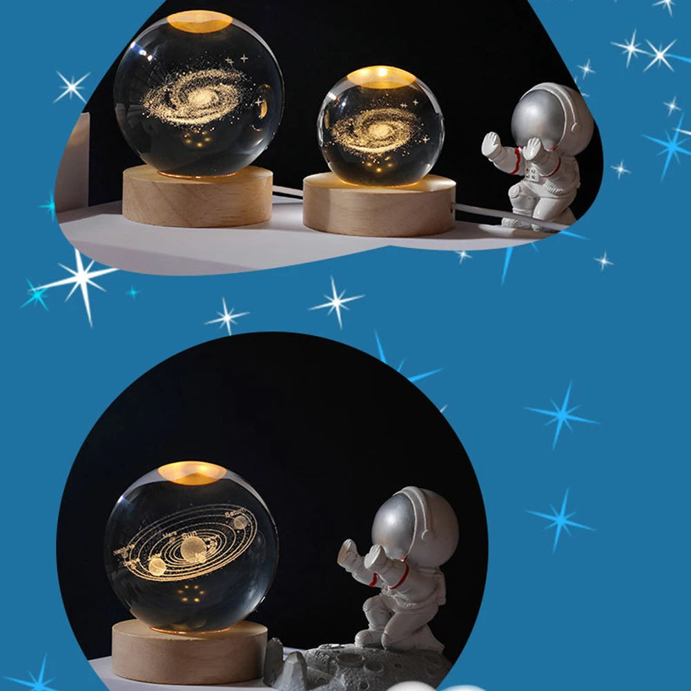 Unique USB Night Light with Galaxy and Planetary Projections 3D Crystal Ball Lamp for Cozy Atmosphere plasma ball Night Light