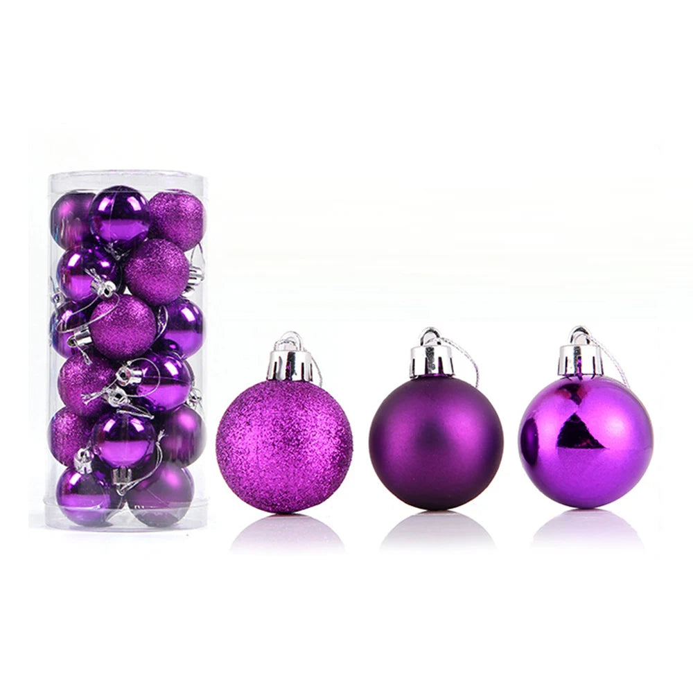 24PCS Christmas Balls Christmas Tree Ornaments Ball Xmas Hanging Tree Pendants Home Party Decor 2025 New Year Gift Noel Navidad