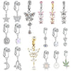 Faux Fake Belly Piercing Butterfly Leaves Dangling Long Fake Belly Button Pircing Clip on Umbilical Navel Cartilage Earring Clip