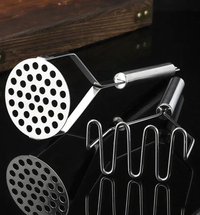 Stainless Steel Potato Masher Manual Fruit Vegetable Pressure Mud Machine Kitchen Children Food Crusher Complementary Gadget