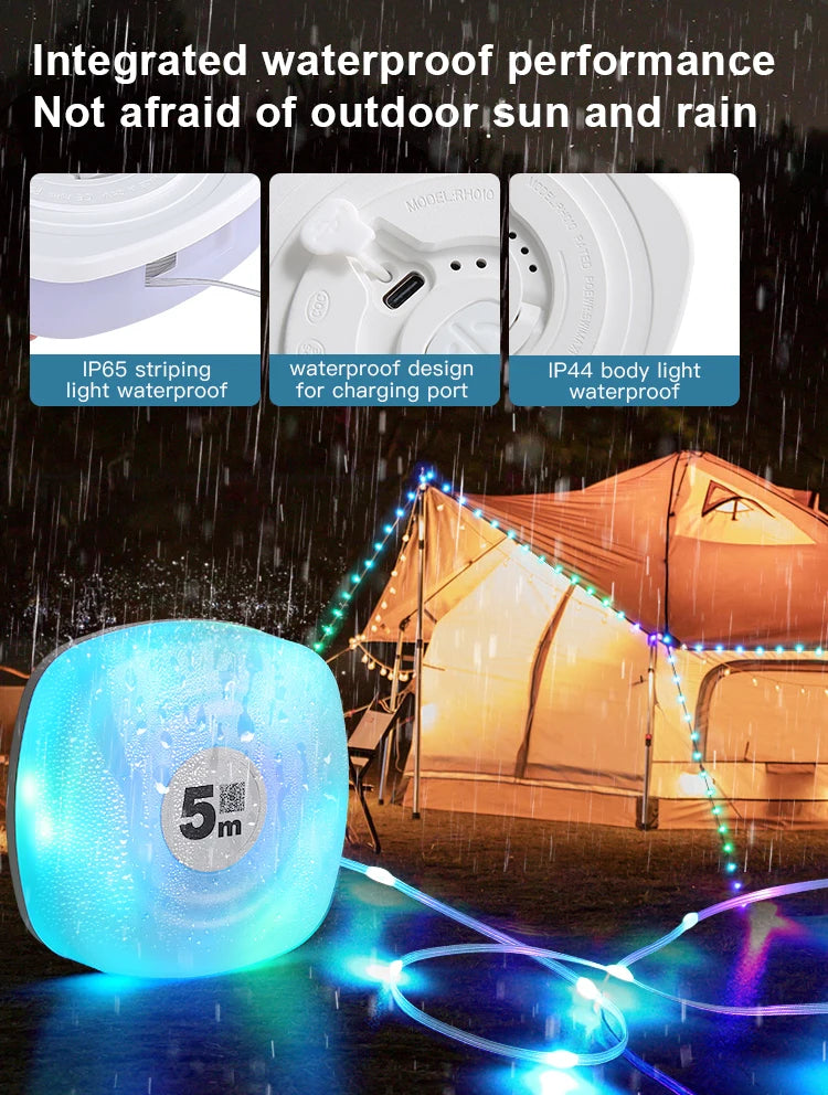 Nachtlampje Camping String Light LED Rechargeable Strip Outdoor Waterproof    Smart APP Atmosphere Lamp Decor for Garden Tent