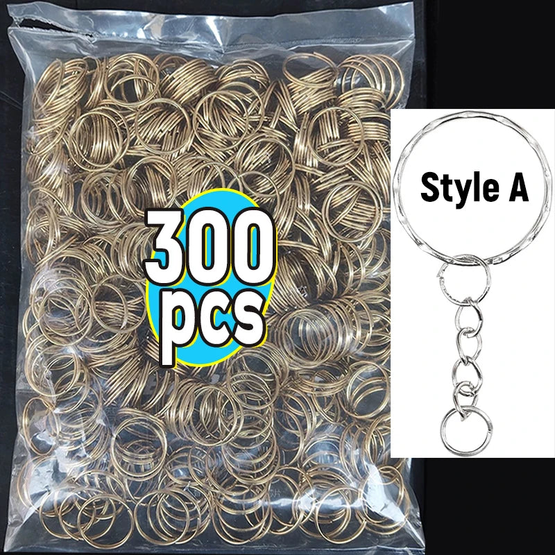 50/500pcs Stainless Steel Metal Blank Keyring Keychain Split Rings DIY Keyfob Keys Ring Lobster Clasp Key Pendant Chains Buckles