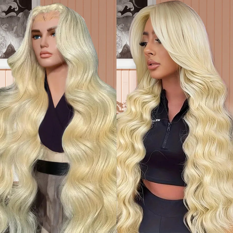 613 13x6 HD Transparent Blonde Front Human Hair Body wave Lace Frontal Wig Brazilian Hair For Black Women