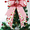 New Christmas Top Hat Tree Top Festive Christmas Tree Topper Hat Foldable Design With Bow Candy Cane Xmas Decoration