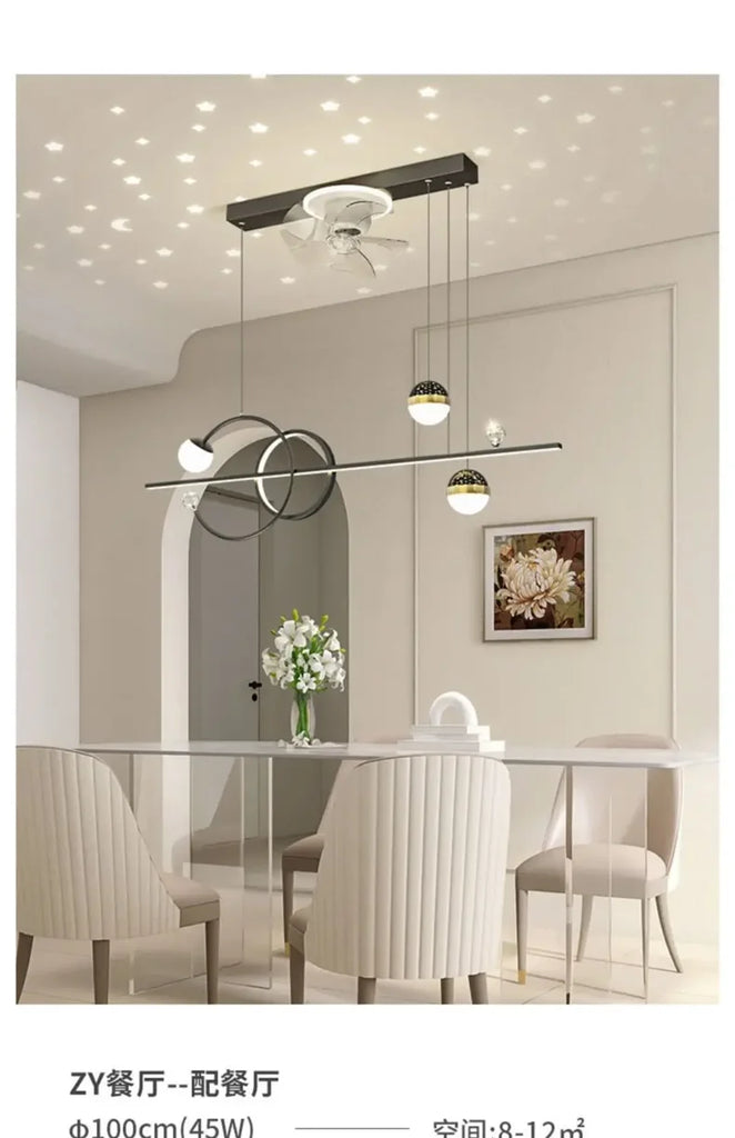 Modern Minimalist Ceiling Lamps For Living Room Fan Lights Intelligent Home Bedroom Restaurant Silent Fan Pendant Light Fixtures