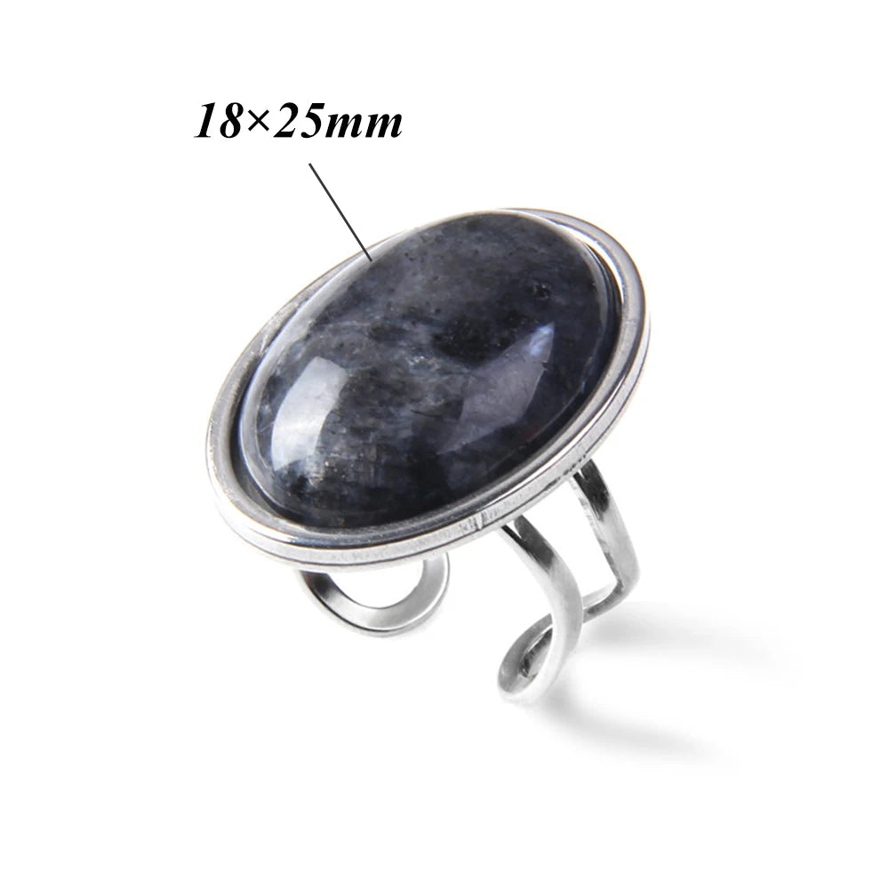 Fashion Female Finger Ring Pink Agat Quartzs Tiger Eye Rings Silver Color Simple Energy Yoga Ring for Women Girls Jewelry Gift