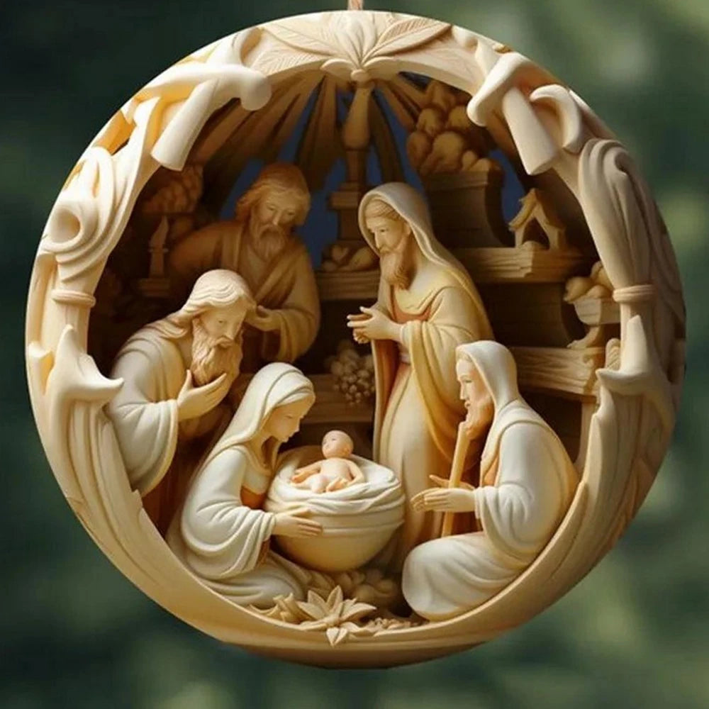 3D Easter Nativity Keepsake Christmas Ornament Acrylic Car Pendant Prayer Pendant Jesus Christ Religious Hanging Tree Decoration