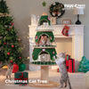 Cat Christmas Tree Modern Cat Tree with Thick Scratch Post Wood Cat Tower 3 Condos-Heavy Duty Cat Furniture Replaceable Mat