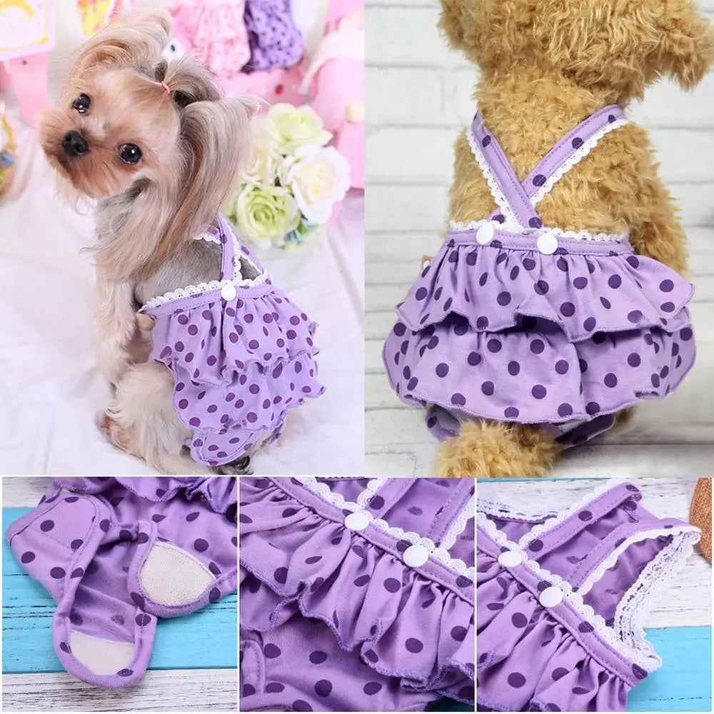 Pet Dog Panties Strap Sanitary Adjustable Dog Dot Print  Underwear Diapers Physiological Pants Puppy Shorts Drop Shipping 2017