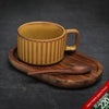 Retro European-Style Glazed Ceramic Coffee Cup Cappuccino Latte Fancy Coffee Pull Flower Cup and Saucer Suit 220ml