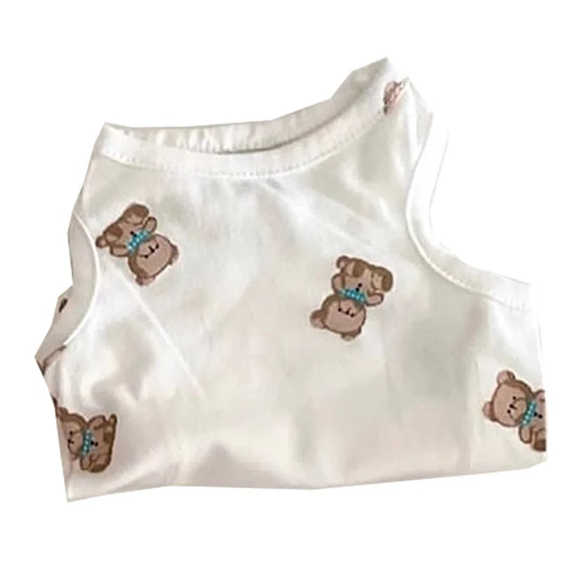 INS Dog Spring/Summer Full Print Cute Bear Back Heart Small Dogs Cat Feet Pet Teddy Dog Clothes Puppy Clothes Dog Vest