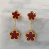 7 Color Women's 316L Stainless Steel Plant Five Leaves Flower Earrings Fashionable Two-layer Design Dangle Earrings