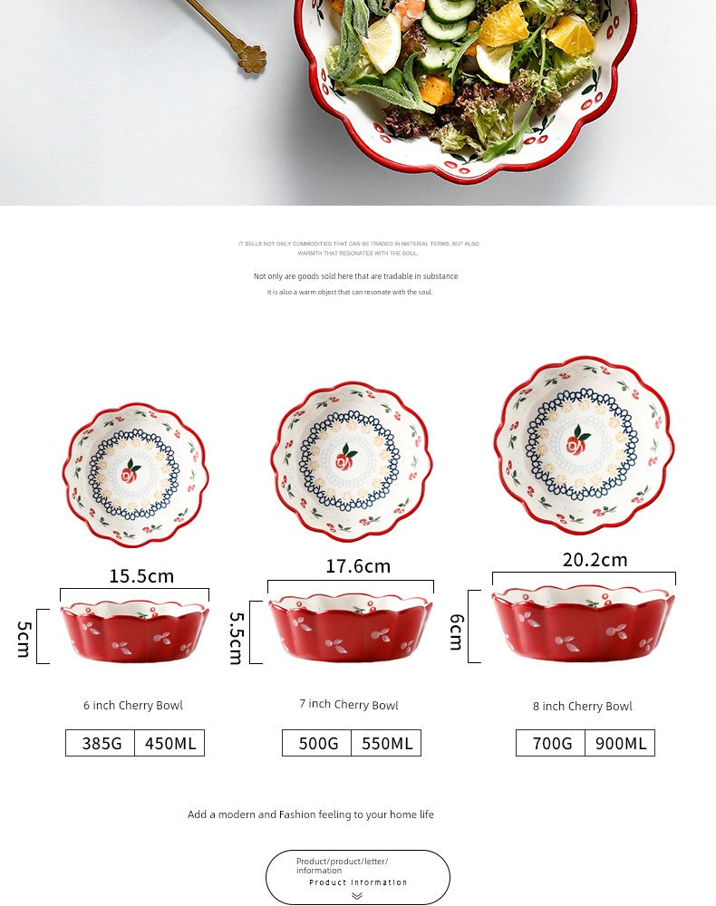 Retro Cherry For Home Delicate Complementary Food Steamed Egg Bowl Ceramic