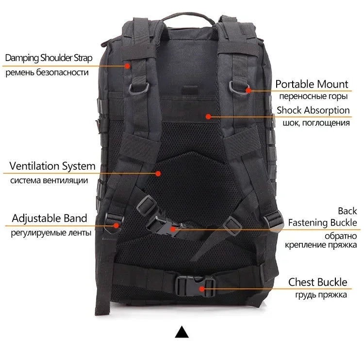 50L Man Tactical Backpacks Traveling Bags Outdoor 3P School Pack EDC Molle Pack For Trekking Hunting Bag camping equipment