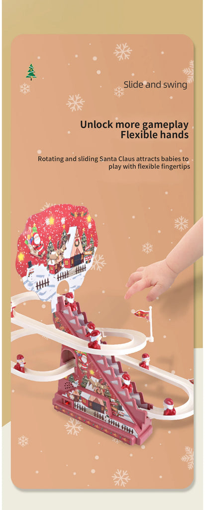 Automatic Climbing Ladder Santa Claus Doll Electric Christmas Rail Slide Music Toy Christmas Tree Ornaments Decoration Kids Gift