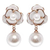 fashion women simple flower earrings elegant classic feminie camellia studs