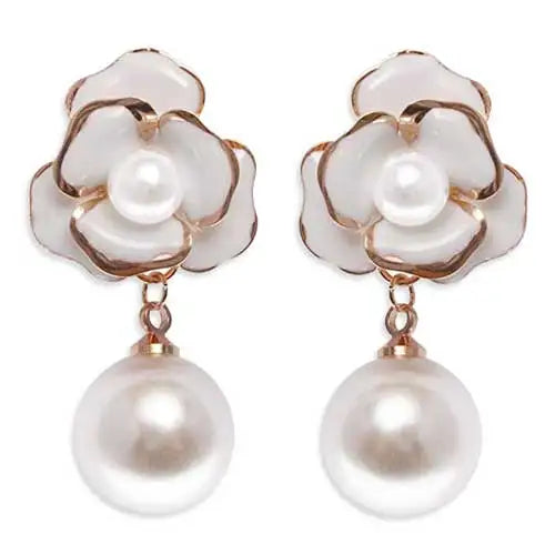 fashion women simple flower earrings elegant classic feminie camellia studs