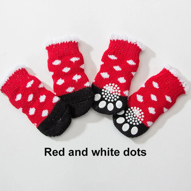 4pcs Pet Socks Dog Socks Breathable Anti-Slip Puppy Shoes Pet Cat Socks Dog Shoes For Small Breeds Spitz York Dogs Chihuahua