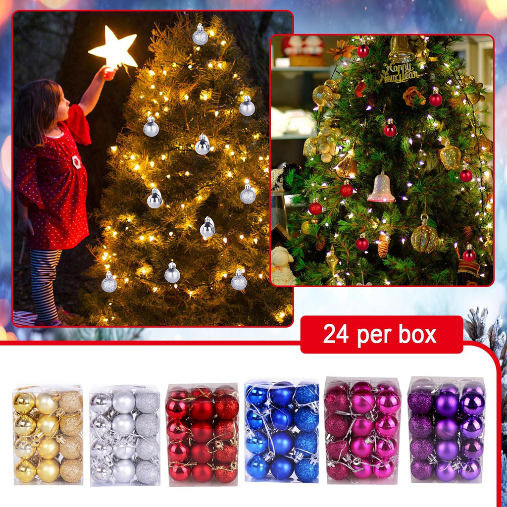 3cm 24PCS Gold Sliver Red Christmas Ball Ornaments 2023 New Year Party Small Baubles Xmas Tree Pendants Merry Christmas Decor