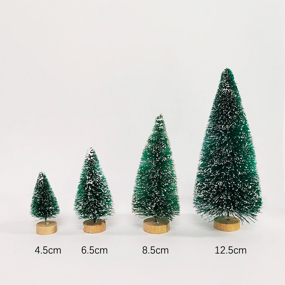 5Pcs Mini Christmas Trees Plastic Artificial Christmas Tree Ornament Winter Snow Tabletop Diy Craft Christmas Decoration 2024