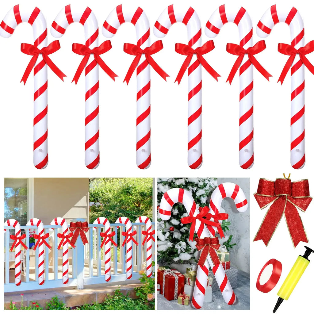 90CM Inflatable Christmas Candy Canes Inflatable Candy Sticks for Christmas Indoor Outdoor Decoration 2023 New Year Party Favors