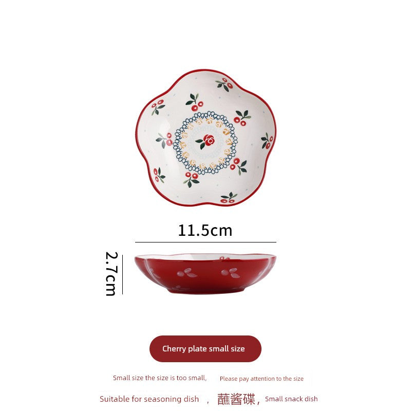 Retro Cherry For Home Delicate Complementary Food Steamed Egg Bowl Ceramic