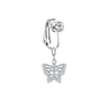 Faux Fake Belly Piercing Butterfly Leaves Dangling Long Fake Belly Button Pircing Clip on Umbilical Navel Cartilage Earring Clip