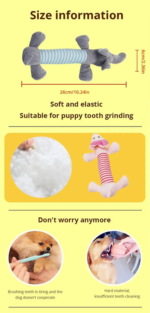 Molar Dog Toy Plush Supplies Fit For All Puppy Pet Squeak Chew Toy Funny Durable Chew Elephant Duck Pig Toy Pets Supplies