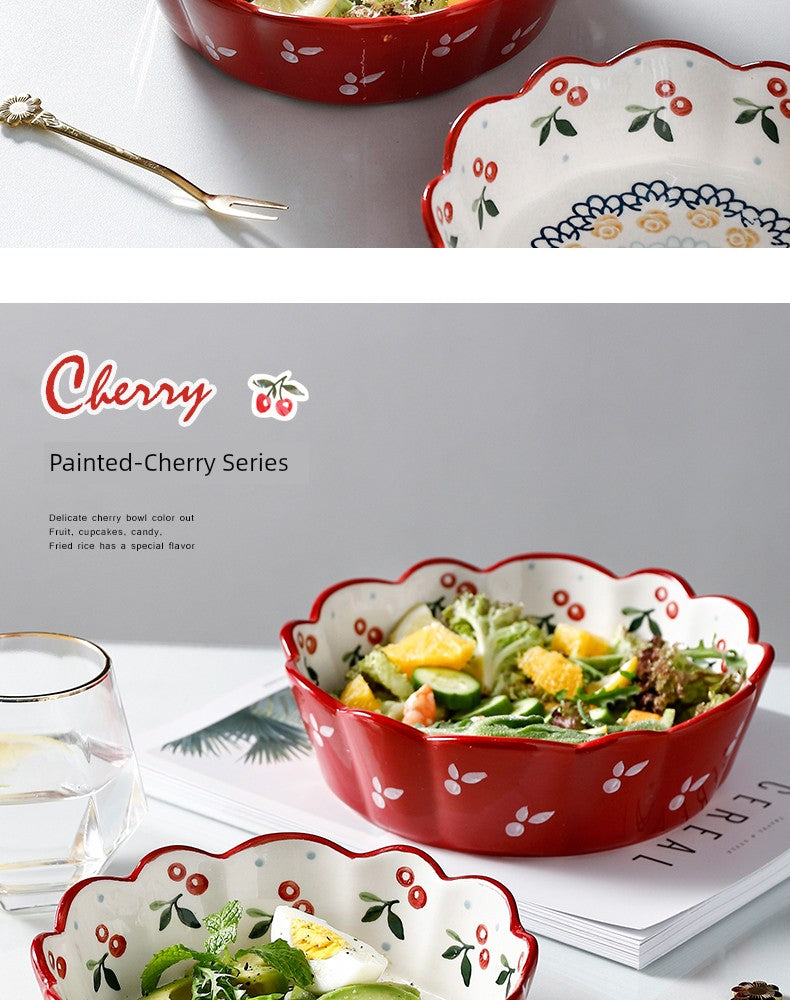 Retro Cherry For Home Delicate Complementary Food Steamed Egg Bowl Ceramic